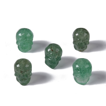 Natural Green Strawberry Quartz Beads, Skull, 13x10x11.5mm, Hole: 1mm