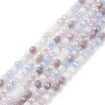 Gradient Color Electroplate Glass Bead Strands, AB Color Plated, Faceted, Teardrop, Thistle, 4.6x4mm, Hole: 1mm, about 99~101pcs/strand, 18.19~18.5 inch(46.2~47cm)