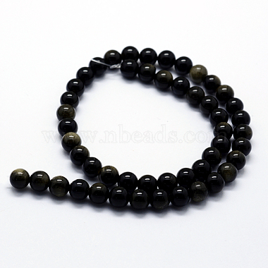 Natürliche goldenen Glanz Obsidian Perlen Stränge(G-I199-14-4mm)-2