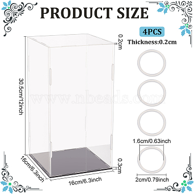 Rectangle Transparent Acrylic Minifigures Display Boxes with Black Base(ODIS-WH0030-51E)-2