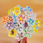 Ceramic Flower Stems with Iron Stem, Decorative Artificial Floral Picks for Vases & Home Decor, Mixed Color, 265~280mm(PR-CBAD4A8-06)