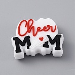 Word Cheer Mom Silicone Beads, Colorful, 27x21.5x8mm, Hole: 2mm(SIL-WH0002-88A)