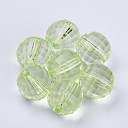 Transparent Acrylic Beads, Faceted, Round, Lawn Green, 8x8mm, Hole: 1.5mm, about 177pcs/50g(X-TACR-Q254-8mm-V32)