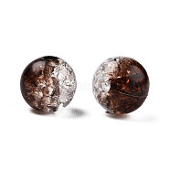 Transparent Crackle Acrylic Beads, Round, Coconut Brown, 10mm, Hole: 2mm, about 943pc/500g(CACR-N002-26)