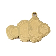 304 Stainless Steel Pendants, Fish Charm, Golden, 18x23.5x1.5mm, Hole: 1mm(STAS-C095-23G)