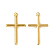 304 Stainless Steel Pendants, Cross Charms, Golden, 34x21x2.8mm, Hole: 2mm(STAS-F294-01D-G)