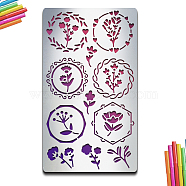 Stainless Steel Metal Stencils, for DIY Scrapbooking/Photo Album, Decorative Embossing DIY Paper Card, Matte Stainless Steel Color, Flower Pattern, 177x101x0.5mm(DIY-WH0242-265)