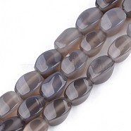 Natural Grey Agate Beads Strands, Twist, 11~12x7~8x7~8mm, Hole: 1.2mm, about 32~33pcs/strand, 14.96 inch~15.74 inch(38~40cm)(G-S359-125)