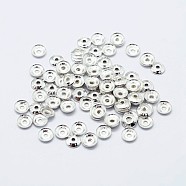 925 Sterling Silver Bead Caps, Apetalous, Carved with 925, Silver, 5x1mm, Hole: 0.8mm, about 150pcs/10g(STER-G022-06S-5mm)