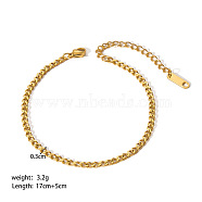 Stylish Stainless Steel Curb Chains Bracelets for Women, Real 18K Gold Plated, 6-3/4 inch(17cm)(XR9988-7)