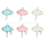 6Pcs 6 Styles Opaque Resin Pendants, Cloud Charms, with Platinum Platd Alloy Findings, Mixed Color, 26~27x23x7mm, Hole: 2mm, 1pc/style(FIND-TA0002-50)