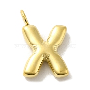 Ion Plating(IP) 304 Stainless Steel Pendants, Real 14K Gold Plated, Balloon Letter Charms, Bubble Puff Initial Charms, Letter X, 24x15x5mm, Hole: 4mm(X-STAS-K263-47G-X)