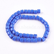 Handmade Lampwork Beads, Column, Royal Blue, 8x6mm, Hole: 3mm(LAMP-G133-01J)