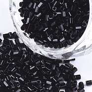 Grade A Glass Seed Beads, Hexagon(Two Cut), Opaque Colours, Black, 1.5~2.5x1.5~2mm, Hole: 0.8mm, about 2100pcs/bag, 450g/bag(SEED-S022-01)