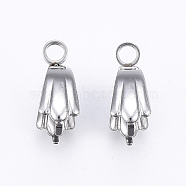 201 Stainless Steel Pendant Pinch Bails, Stainless Steel Color, 14x12x5.5mm, Hole: 2.5mm(STAS-E437-26P)