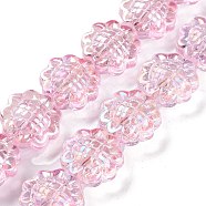 Baking Paint Glass Beads Strands, Flower, 15x9mm, Hole: 1mm, about 47pcs/strand, 25.51''(64.8cm)(DGLA-M002-03B-01)