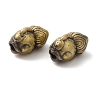 Rack Plating Brass Beads, Cadmium Free & Lead Free, Fish, Brushed Antique Bronze, 12x8x7mm, Hole: 2.5mm(KK-P276-17BAB)