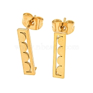 Ion Plating(IP) 304 Stainless Steel Stud Earring Findings, with Vertical Loop, Rectangle with Half Round, Golden, 16x3.5mm, Hole: 2.3mm, Pin: 0.7mm(STAS-H180-12G)