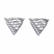 304 Stainless Steel Charms, Twist Triangle, Stainless Steel Color, 12x13.5x1.5mm, Hole: 1.4mm(STAS-S080-056P-NR)