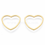 201 Stainless Steel Linking Rings, Heart, Golden, 14.5x16x1mm, Inner Diameter: 11.5x14mm(STAS-N090-T16-2)