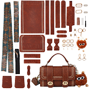 DIY Imitation Leather Satchel Crossbody Bag Kits, with Iron & Alloy Finding, Needle, Thread, Clasp, Screwdriver, Saddle Brown(DIY-WH0449-13B)
