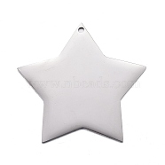 304 Stainless Steel Pendants, Stamping Blank Tag, Star, Stainless Steel Color, 31x33x1mm, Hole: 1.2mm(STAS-F254-07B-P)