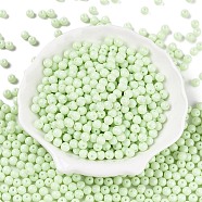 Opaque Baking Painted Glass Beads, Round, Pale Green, 5.5x4.5~5mm, Hole: 1mm, about 2500pcs/pound(DGLA-T004-02M)