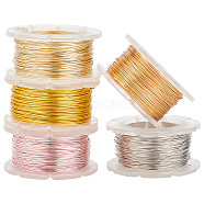 PandaHall Elite 5 Rolls 5 Colors Round Copper Craft Wire, for Jewelry Making, Long-Lasting Plated, Mixed Color, 26 Gauge, 0.4mm, about 65.61 Feet(20m)/roll, 1roll/color(CWIR-PH0002-03)