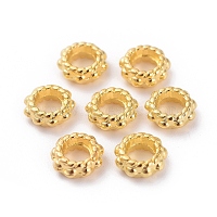 Séparateurs perles en alliage de style tibétain, sans plomb et sans cadmium, donut, dorée, 6 mm de diamètre, épaisseur de 3mm, Trou: 3mm