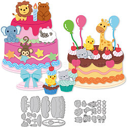 Birthday Animal Cake Carbon Steel Cutting Dies Stencils, for DIY Scrapbooking, Photo Album, Decorative Embossing Paper Card, Greeting Card Mold, Food, 104~145x75~101x0.8mm, 2pcs/set(DIY-WH0309-1957)