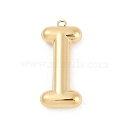 304 Stainless Steel Pendants, Ion Plating(IP), Letter Charm, Letter I, 38x17x6.5mm hole: 2.3mm(STAS-I325-146G-I)