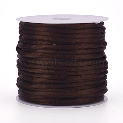 Nylon Cord, Satin Rattail Cord, for Beading Jewelry Making, Chinese Knotting, Coffee, 1mm, about 32.8 yards(30m)/roll(X-NWIR-L006-1mm-03)
