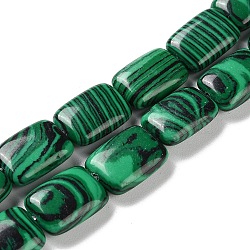 Synthetic Malachite Beads Strands, Rectangle, 14~15x10~11x5~5.5mm, Hole: 1~1.2mm, about 28pcs/strand, 16.02 inch(40.7cm)(G-K357-D11-01)