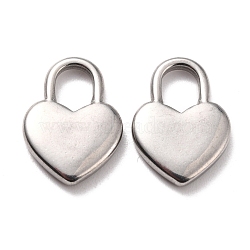 Non-Tarnish 304 Stainless Steel Pendants, Heart, Stainless Steel Color, 16.5x12x2.5mm, Hole: 5.5x6mm(STAS-B024-62P)