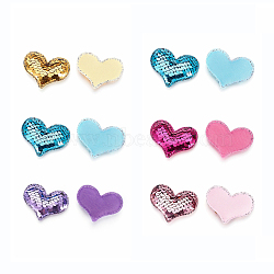 Glitter Sequins Fabric Heart Padded Patches, for DIY Crafts Clothes Hats Hairpin Ornament Accessories, Mixed Color, 41x54x10mm(DIY-WH0083-A-M)