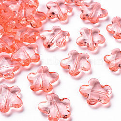 Transparent Acrylic Beads, Faceted, Flower, Salmon, 18.5x18.5x5.5mm, Hole: 1.2mm, about 470pcs/500g(TACR-S154-32B-52)