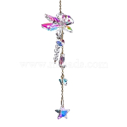 Glass Hanging Ornaments, Hanging Suncatchers Home Garden Outdoor Decorations, Dragonfly, 330mm(PW-WGEDAC8-01)