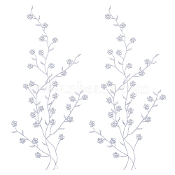 Cotton Embroidery Ornament Accessories, Appliques, Flower, Silver, 450~470x1mm(AJEW-WH20020-044A)