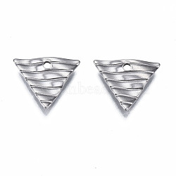 Non-Tarnish 304 Stainless Steel Charms, Twist Triangle, Stainless Steel Color, 12x13.5x1.5mm, Hole: 1.4mm(STAS-S080-056P-NR)