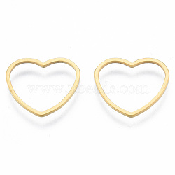 201 Stainless Steel Linking Rings, Heart, Golden, 14.5x16x1mm, Inner Diameter: 11.5x14mm(STAS-N090-T16-2)