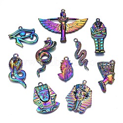 Rainbow Color Alloy Pendants, Cadmium Free & Nickel Free & Lead Free, Egypt Theme, 36x29x8.5mm, Hole: 2mm, 10pcs/set(PALLOY-S180-181-NR)