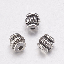 Tibetan Style Alloy Beads, Lead Free & Nickel Free, Barrel, Antique Silver, 5x5x5mm, Hole: 1.5mm(X-TIBEB-Q043-AS-FF)