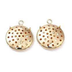 Brass Combinable Pendant, Flat Round Charm, Real 18K Gold Plated, 22x18.5x4.5mm, Hole: 1.2mm and 2mm.(KK-Q785-10G)