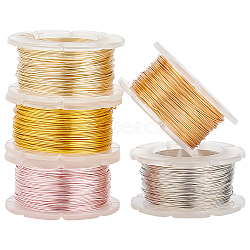 Elite 5 Rolls 5 Colors Round Copper Craft Wire, for Jewelry Making, Long-Lasting Plated, Mixed Color, 26 Gauge, 0.4mm, about 65.61 Feet(20m)/roll, 1roll/color(CWIR-PH0002-03)
