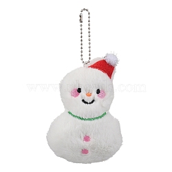 Christmas Theme Cloth Plush Doll Pendant Decorations, with Ball Chain for Bag Ornaments, Snowman, 155mm(HJEW-D030-01C)