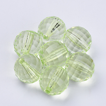 Transparent Acrylic Beads, Faceted, Round, Lawn Green, 8x8mm, Hole: 1.5mm, about 177pcs/50g