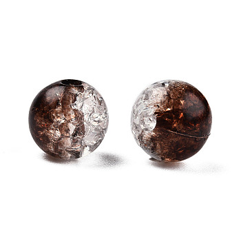 Transparent Crackle Acrylic Beads, Round, Coconut Brown, 10mm, Hole: 2mm, about 943pc/500g