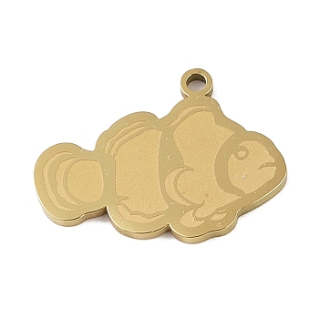 304 Stainless Steel Pendants, Fish Charm, Golden, 18x23.5x1.5mm, Hole: 1mm