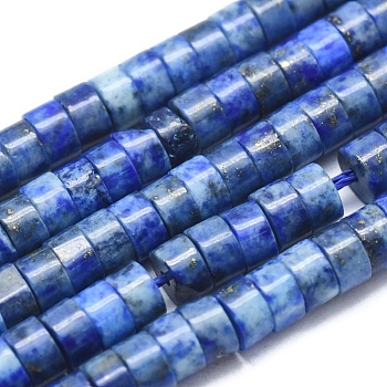 Natural Lapis Lazuli Beads Strands, Flat Round/Disc, 4x2mm, Hole: 0.7mm, about 167pcs/strand, 15.35 inch(39cm)