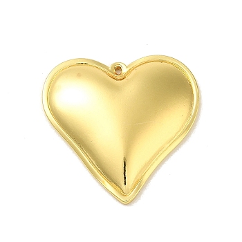 304 Stainless Steel Pendants, Heart Charm, Real 18K Gold Plated, 24.5x24x4mm, Hole: 1mm